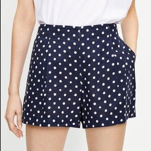 Loft Pull On Polka Dot Linen Shorts